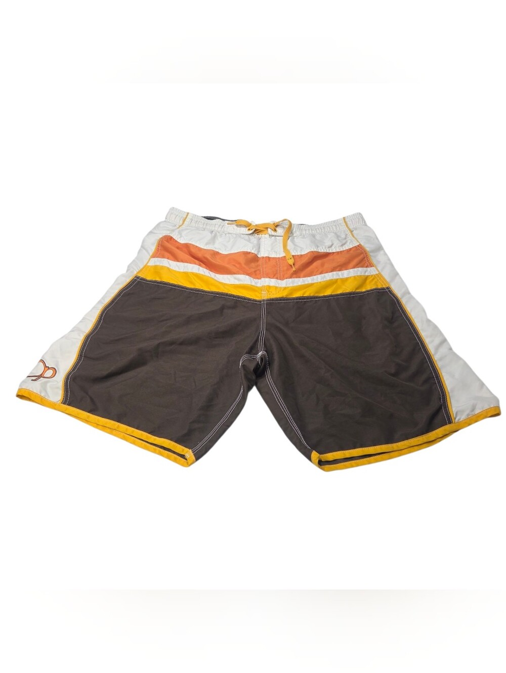 Men's Brown & Orange Swim Trunks - Classic Beach Boardshorts.